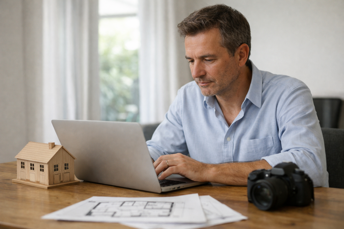 Agent immobilier utilisant des outils d'intelligence artificielle sur ordinateur pour optimiser son activité