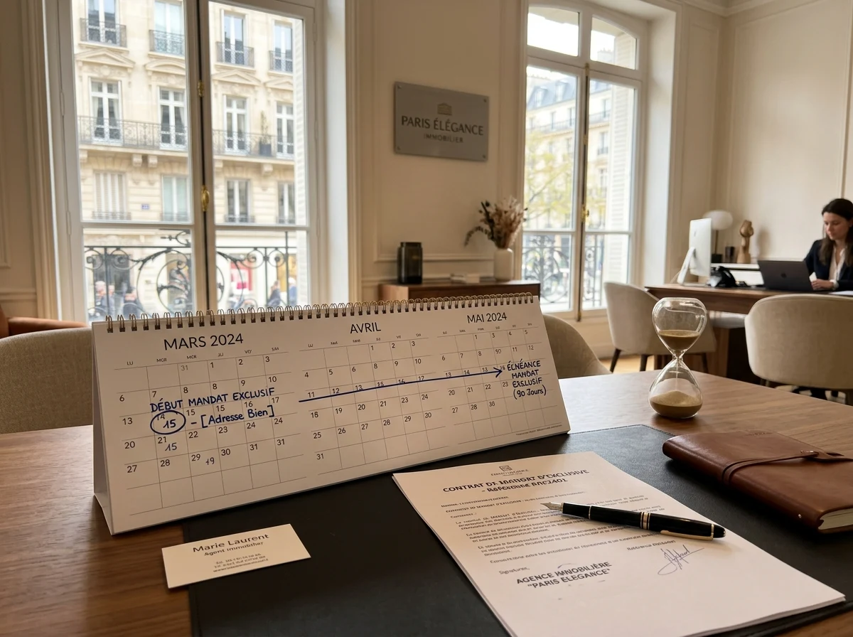 Durée mandat exclusif immobilier calendrier agence immobilière période validité contrat vente propriété